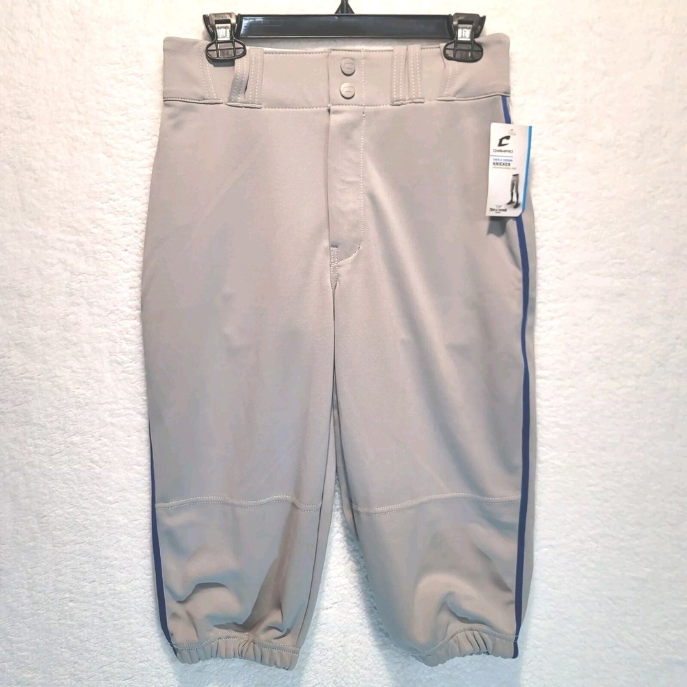 NWT Champro Knicker Loose Fit Adult Small Baseball Pants Gray/Blue Stripe